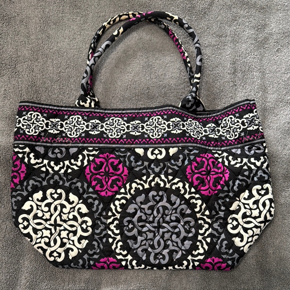 Vera Bradley Black and Pink Quilted Tote